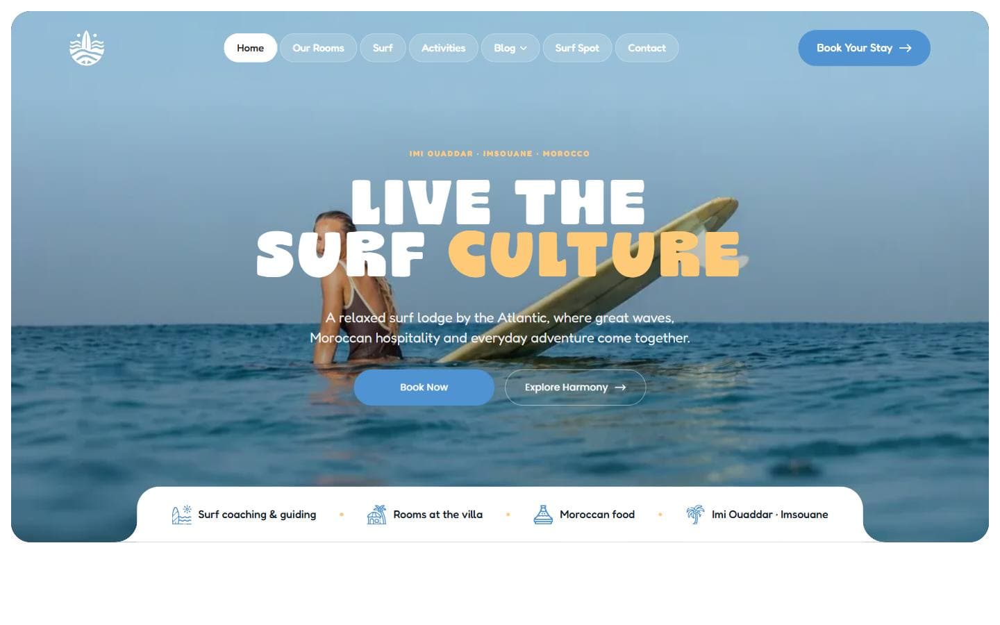 Harmony Surf Lodge — homepage